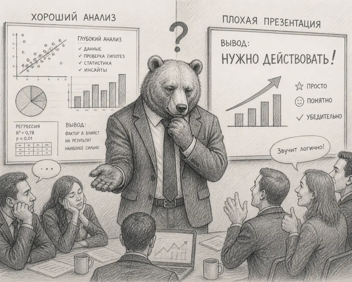 Почему хороший анализ проигрывает плохой презентации | Сетка — социальная сеть от hh.ru