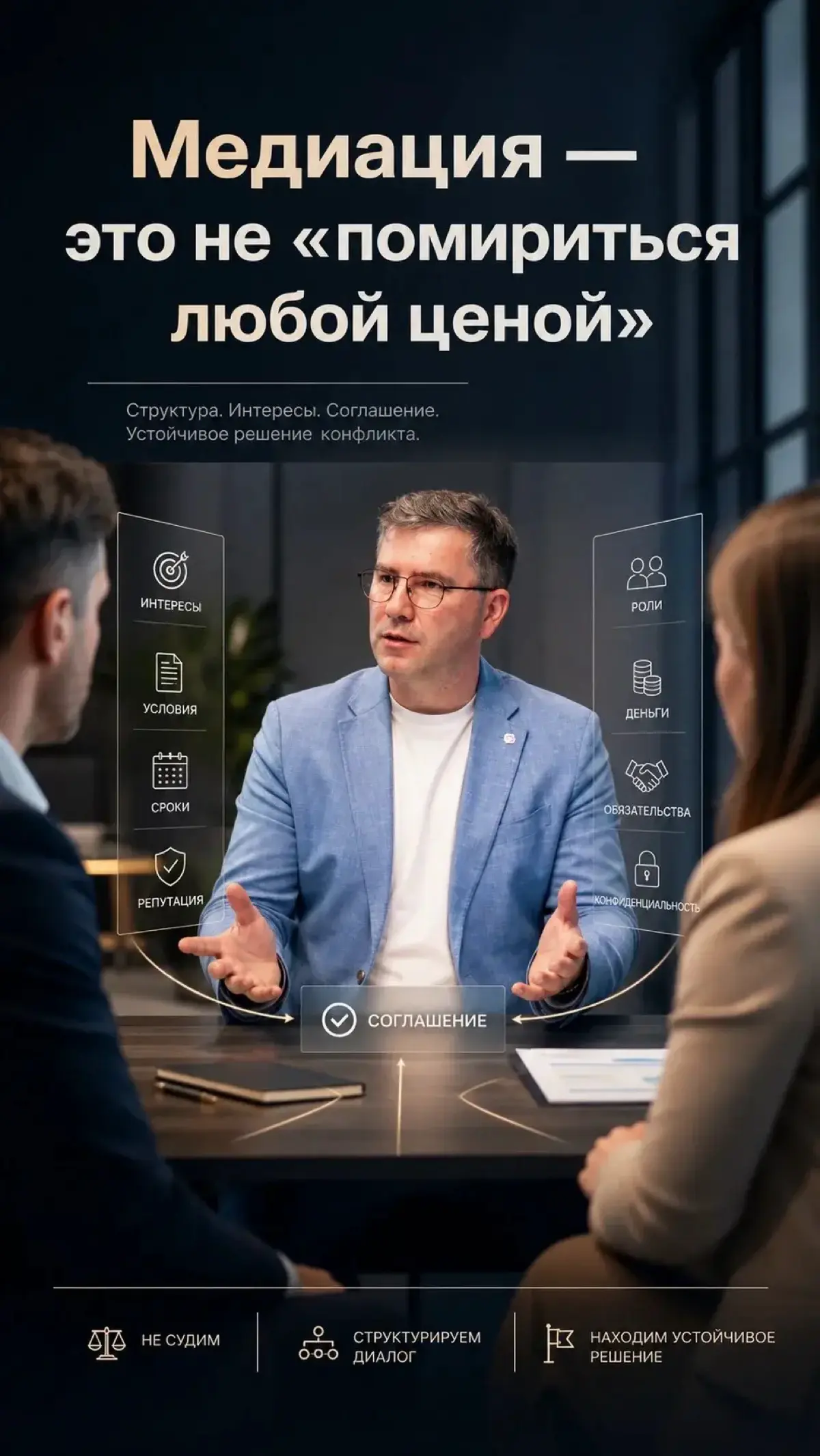 Медиация — это не «помириться любой ценой»
У слова «медиация» есть одна проблема: многие слышат в нем что-то слишком мягкое | Сетка — социальная сеть от hh.ru