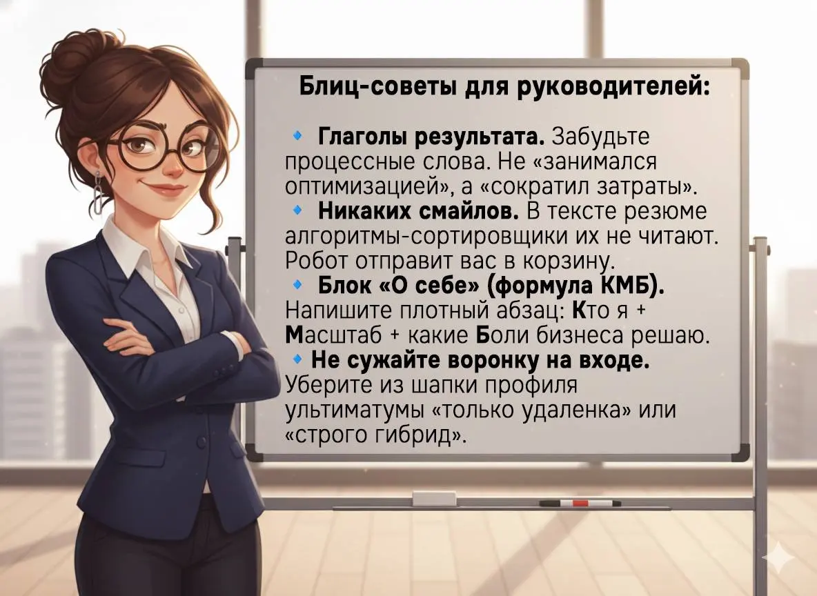 Что работодатель ищет в резюме руководителя
Точно не список обязанностей. И не «участвовал в развитии направления».
По данным hh | Сетка — социальная сеть от hh.ru