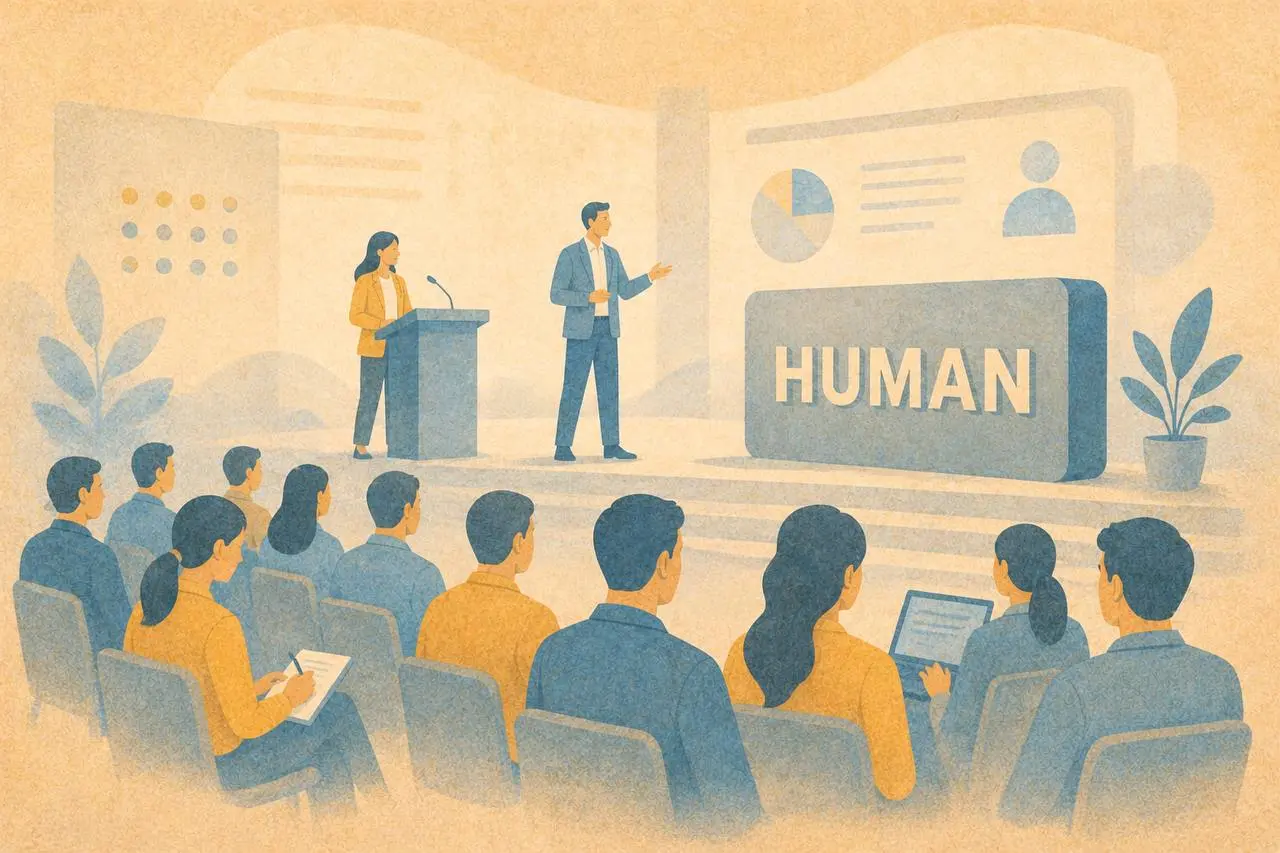 ⭕Конференция HUMAN в этом году стала для меня возможностью посмотреть на тему искусственного интеллекта в HR сразу с двух сторон: сначала через собственное выступление в секции про AI, а затем через м... | Сетка — социальная сеть от hh.ru