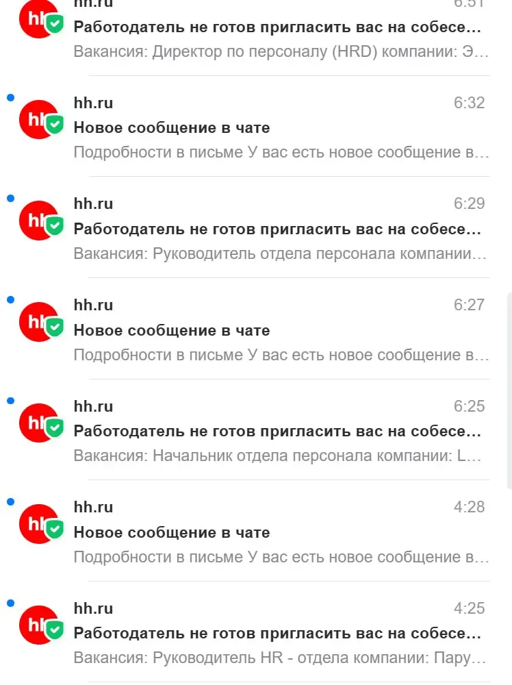 Ну что, продолжаем следить за сериалом по поиску работы?)
За ночь количество отказов выросло с 8 до 17. Что интересно, под утро телефон пиликал вибро сообщая о действиях шуршащих по хх роботов | Сетка — социальная сеть от hh.ru