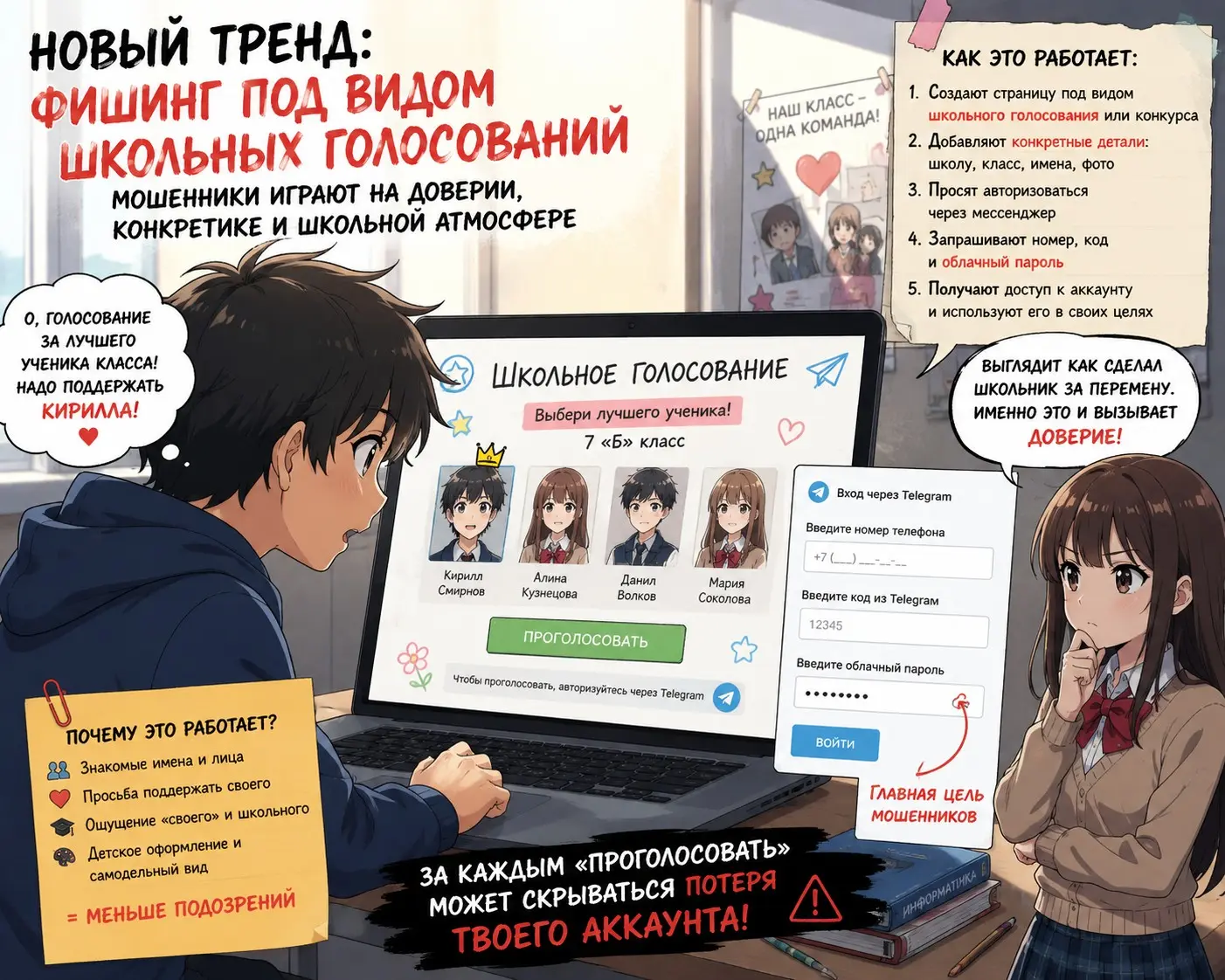 Новый тренд: фишинг под видом школьных голосований | Сетка — социальная сеть от hh.ru