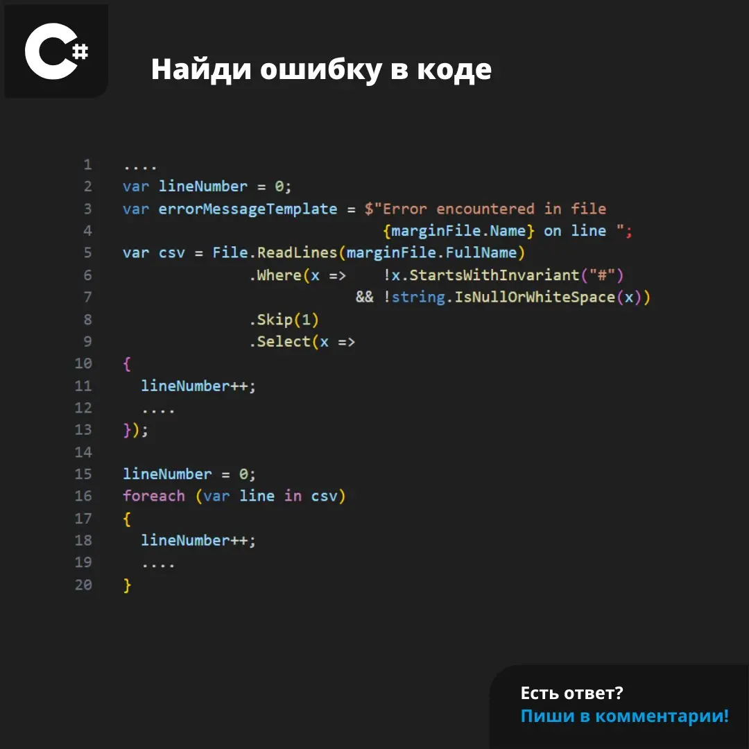 Наш анализатор нашел в этом фрагменте кода ошибку. Сможете ли вы? 😏
Кстати, ошибка из проверка исходного кода трейдерского движка Lean
#csharp #ошибка | Сетка — социальная сеть от hh.ru