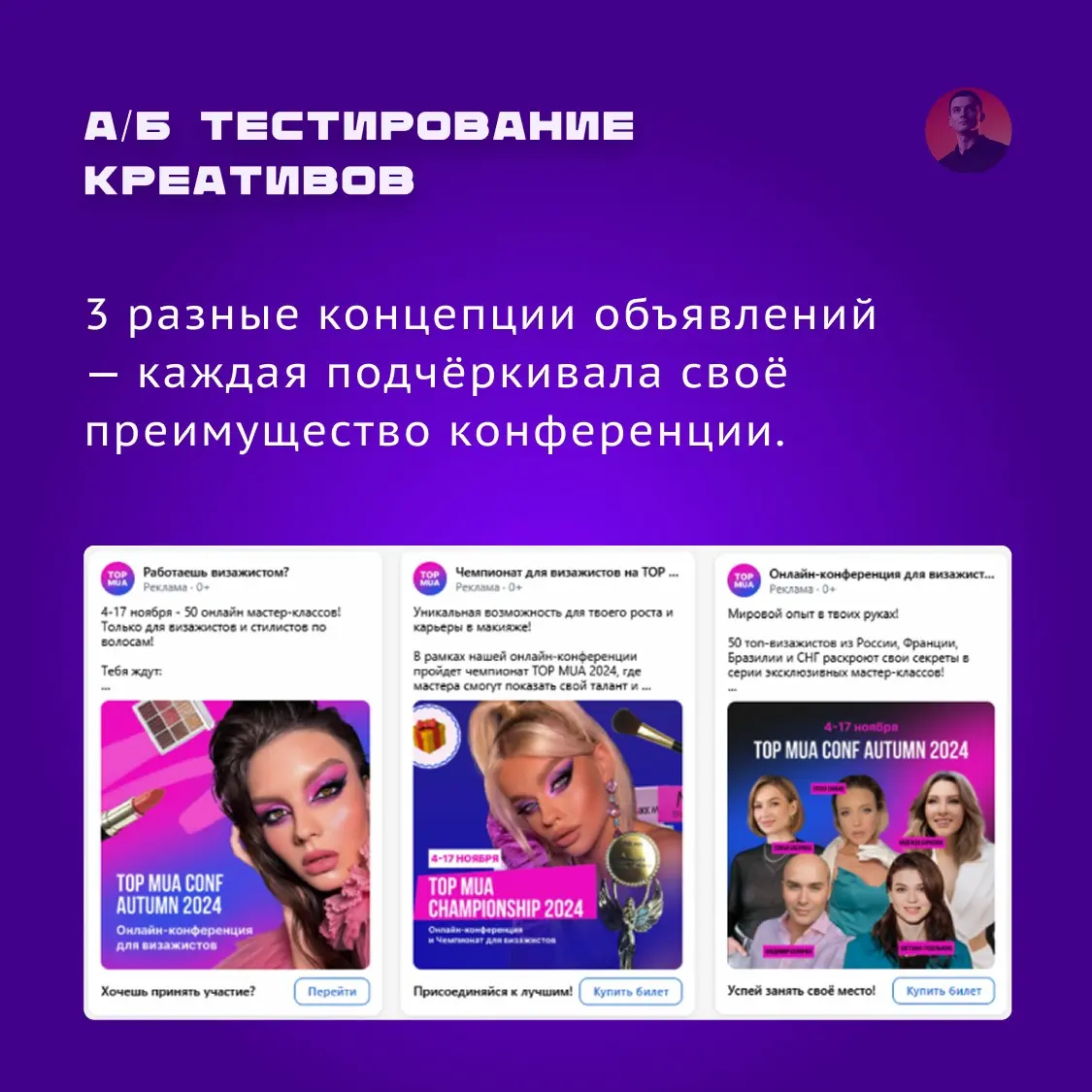 Кейс: VK Реклама + Яндекс Директ: конференция для визажистов | Сетка — социальная сеть от hh.ru