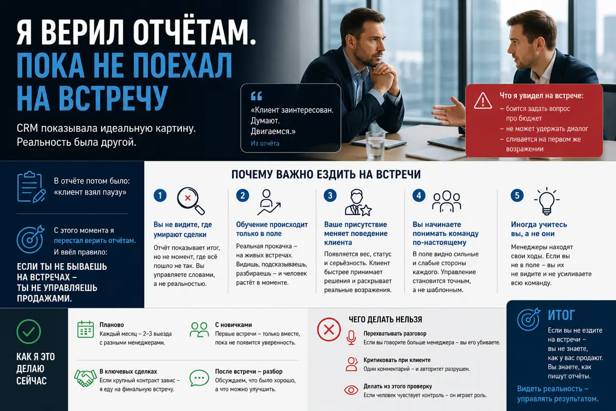 Я верил отчётам. Пока не поехал на встречу с менеджером | Сетка — социальная сеть от hh.ru