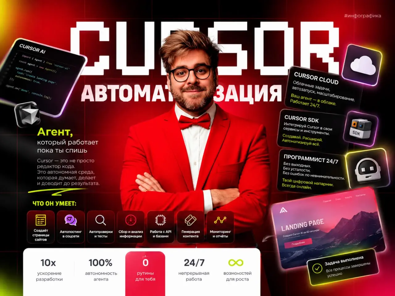 😏Автоматизация на максималках с Cursor
Есть множество задач которые хочется выполнять автоматически но для этого не подходят линейные автоматизации и с этим не справиться ни make не n8n | Сетка — социальная сеть от hh.ru