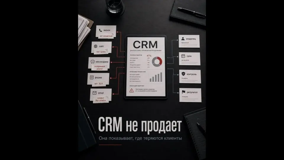 CRM не продает.
Она просто первой показывает, что продажами никто нормально не управляет.
В компании уже может быть всё: лиды, звонки, сайт, формы, мессенджеры, менеджеры, воронка, статусы, отчеты | Сетка — социальная сеть от hh.ru