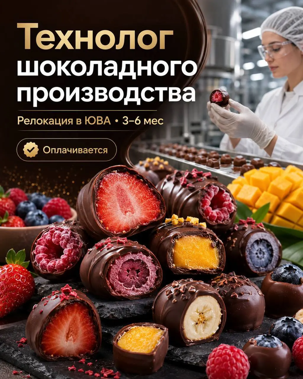 ТЕХНОЛОГ ШОКОЛАДНОГО ПРОИЗВОДСТВА
От 224 900₽
Прямой работодатель
• ЮВА
• Производство
• @ovm1609
Полное описание вакансии размещено в Телеграм и Макс. Переходите по ссылке в закрепленном сообщении | Сетка — социальная сеть от hh.ru