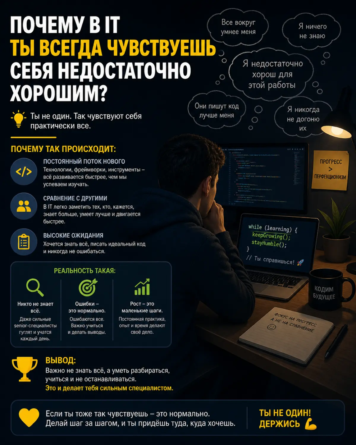 🚀 Почему в IT постоянно кажется, что ты недостаточно хорош | Сетка — социальная сеть от hh.ru