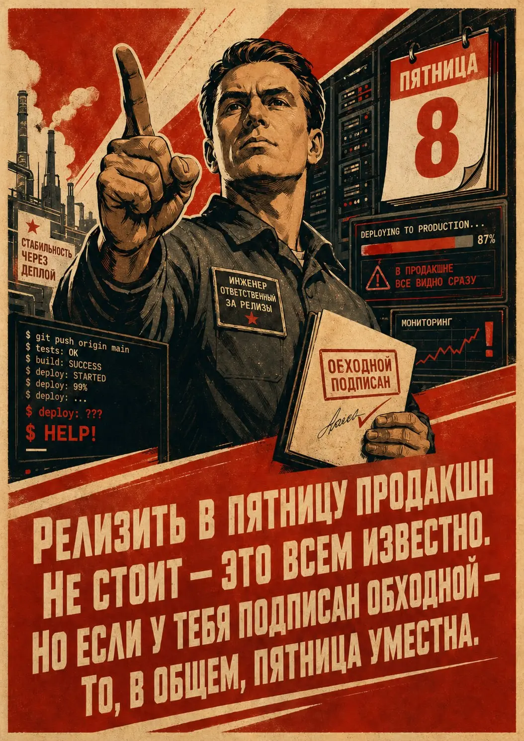 Вдохновился плакатами и книжкой «Вредные советы»
👨‍💻Продакт поехал #meme
В этом посте были ссылки, но мы их удалили по правилам Сетки | Сетка — социальная сеть от hh.ru