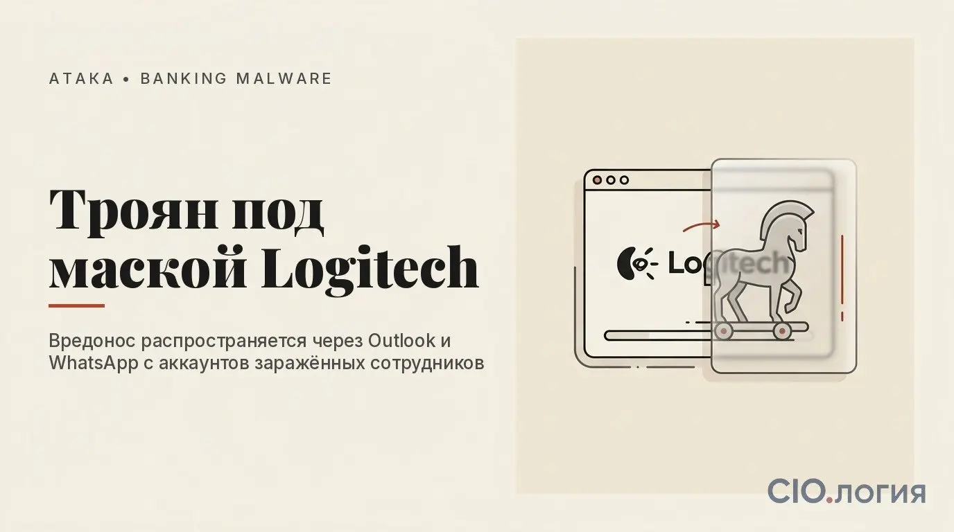 ⚠️ Троян рассылает фишинг с почты жертвы — и выглядит как чистый процесс Logitech
TCLBanker атакует 59 финансовых платформ | Сетка — социальная сеть от hh.ru