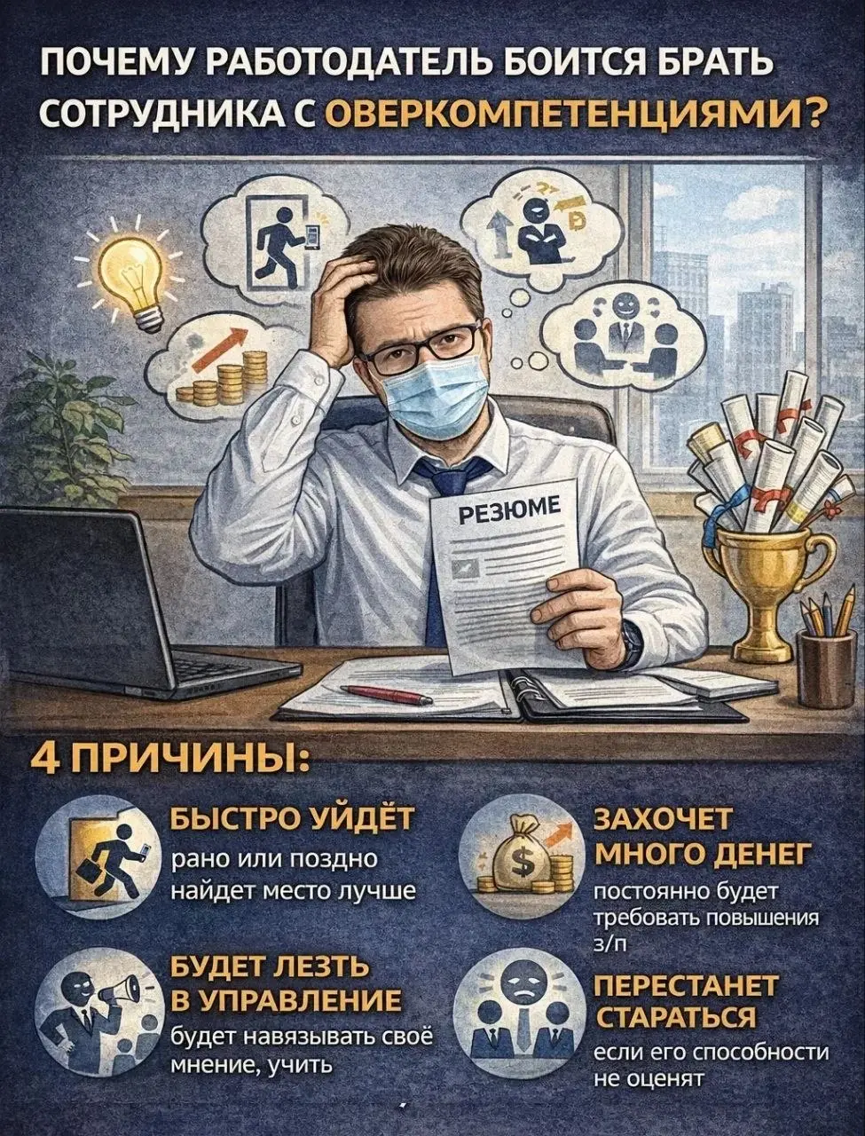 Ждем ваши мнения в комментариях на вопрос:
"Почему работодатель боится брать на работу сотрудника с оверкомпетенциями?"
#кип #асутп #электрика #фриланс #проектирование #пнр #завод #нефть #газ #компете... | Сетка — социальная сеть от hh.ru