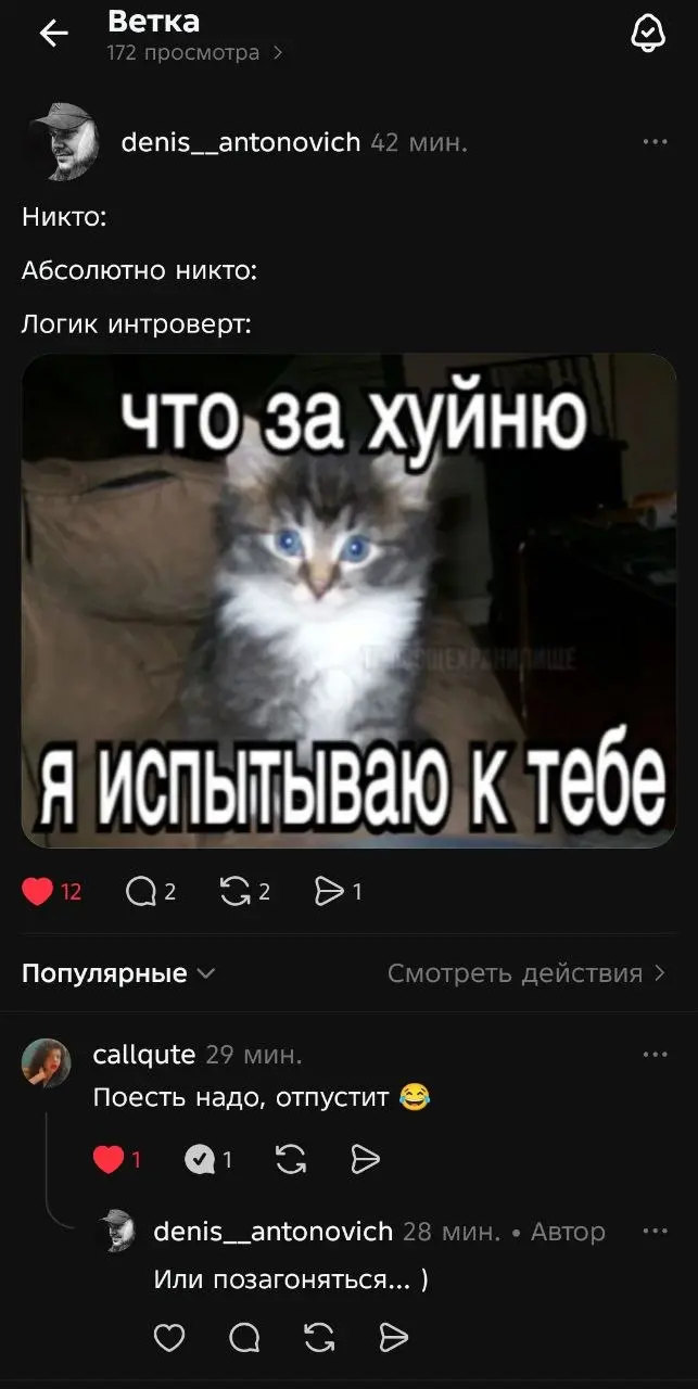 Выложил в тредс 30 экспертных постов: результат 0
Выложил мем: результат за 42 минут на картинке
Подписывайтесь, будет много мемов
https://www.threads.com/@denisantonovich | Сетка — социальная сеть от hh.ru