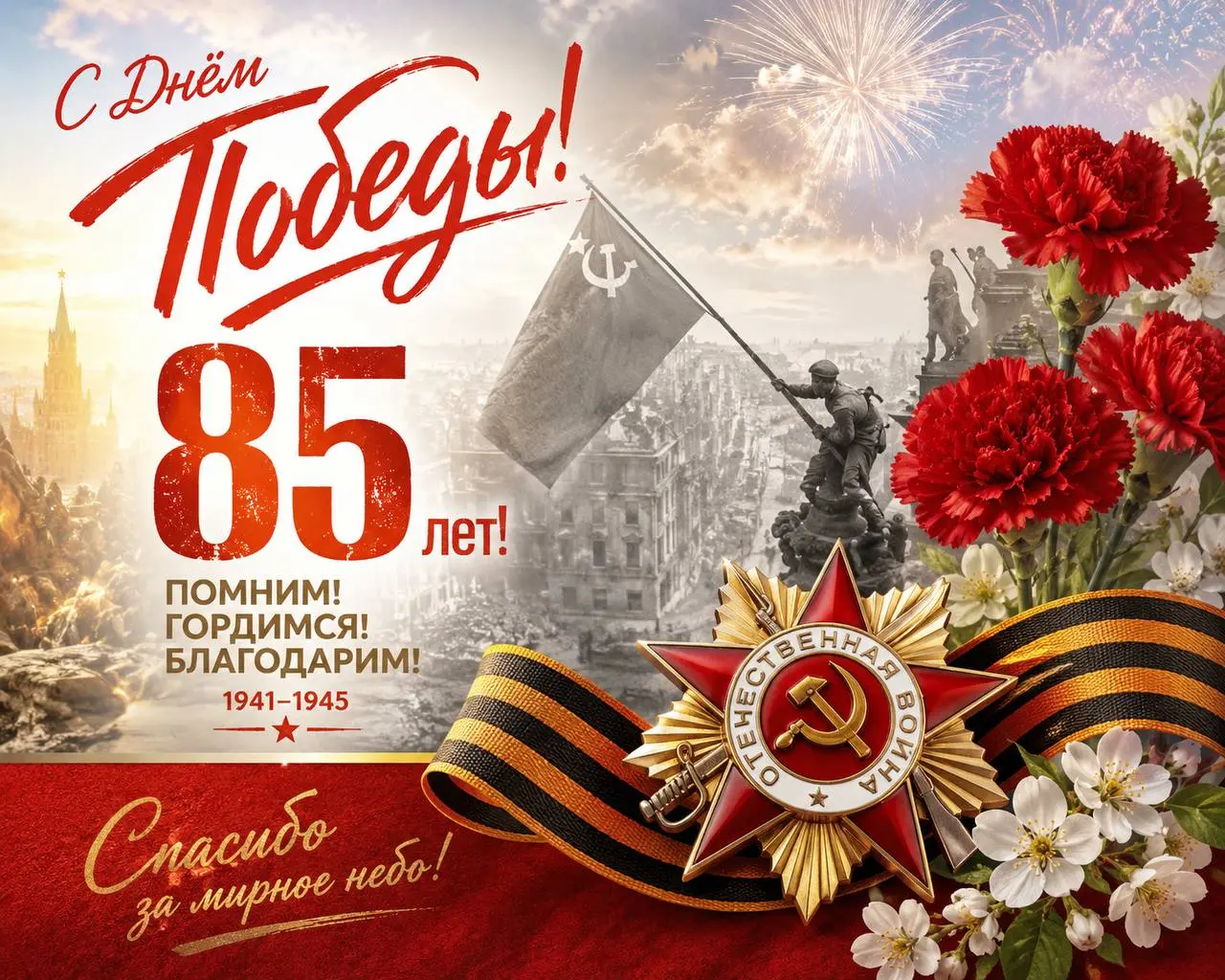 С Днём Великой Победы! 🇷🇺
Это память о людях, которые прошли через невозможное ради жизни будущих поколений.
Спасибо за мир, за силу и за Победу.
С праздником. ❤️ | Сетка — социальная сеть от hh.ru