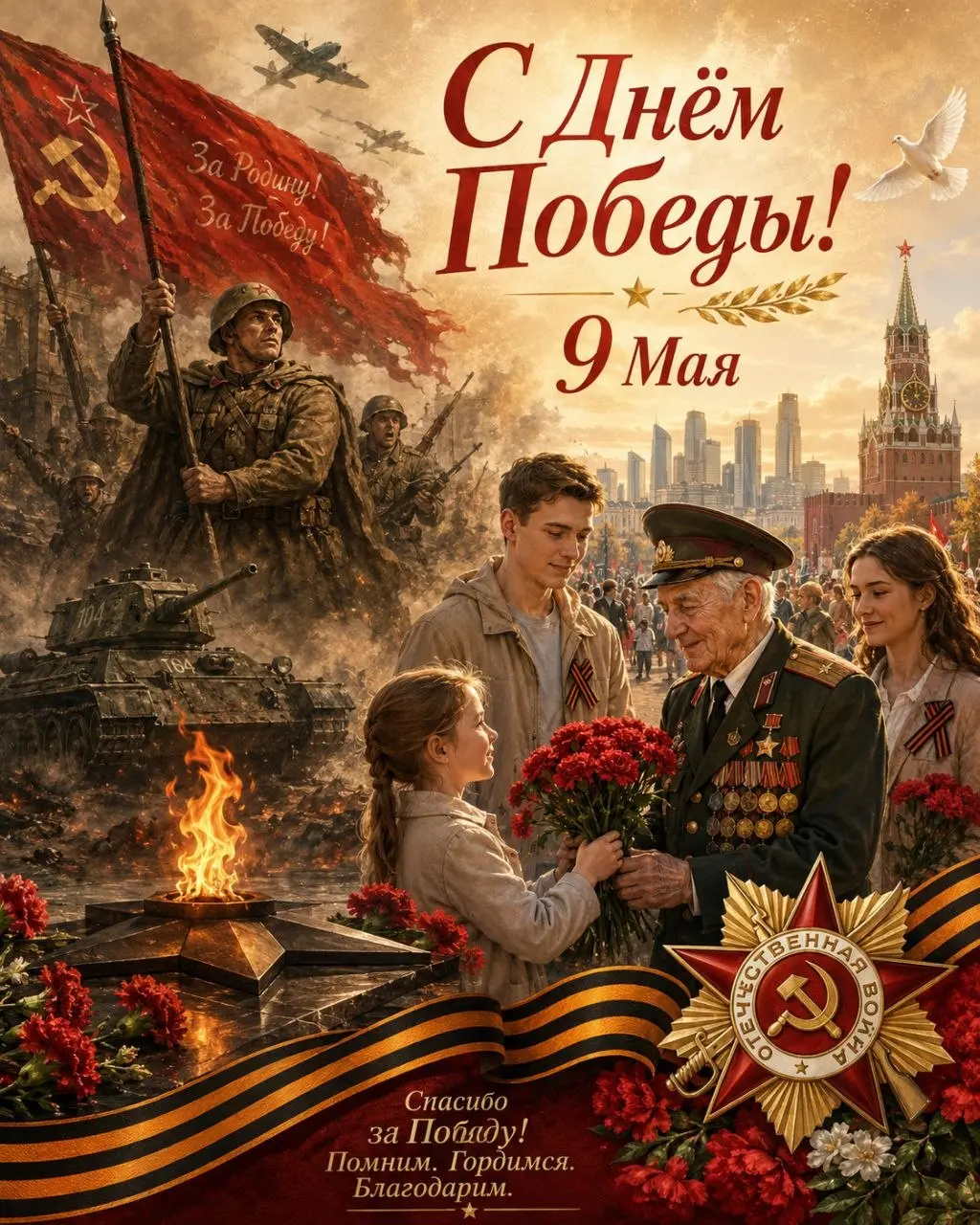 С праздником, друзья!
С Днем Победы! | Сетка — социальная сеть от hh.ru