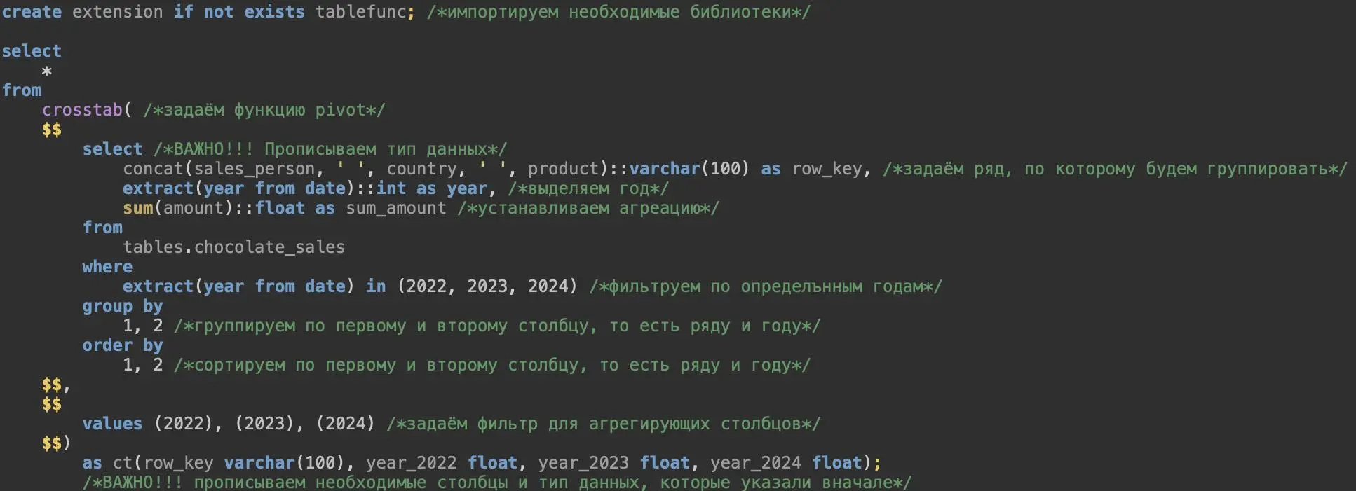 💻 Масштабируем PIVOT: большие таблицы с crosstab.
В прошлый раз мы делали PIVOT в SQL с помощью GROUP BY и FILTER. Это работает отлично, когда у нас значений немного | Сетка — социальная сеть от hh.ru