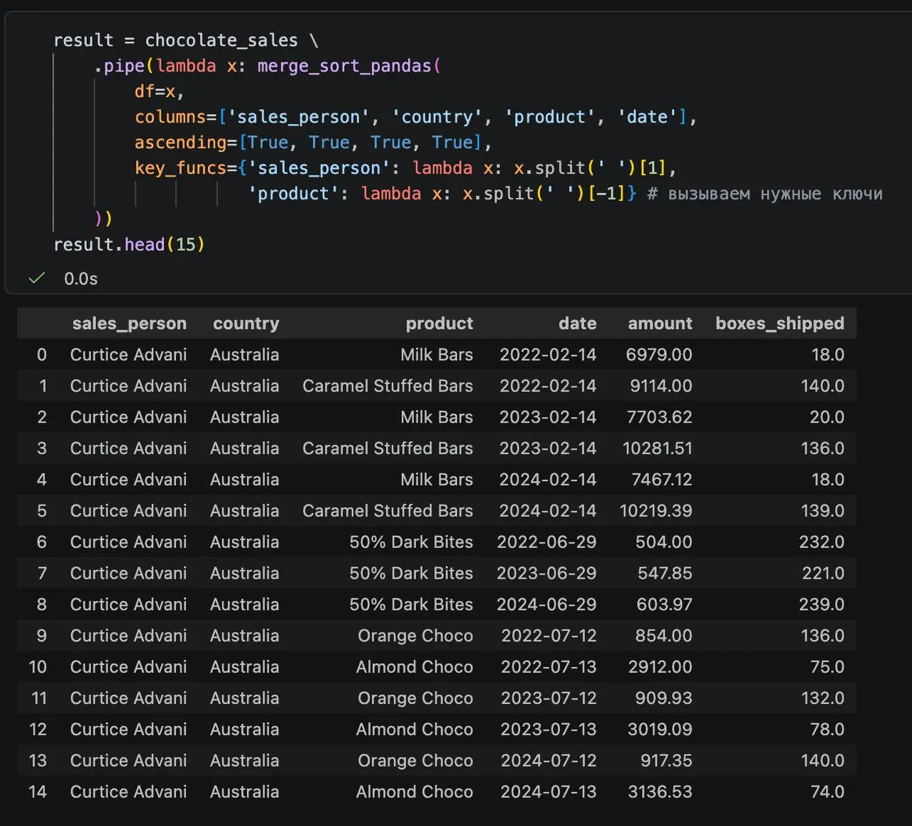 💻 Кастомная сортировка в Pandas: Merge Sort с ключом. Теперь мы усложним нашу задачу. Представьте, что у нас задача отсортировать дан столбец с именем и фамилией, а нам надо отсортировать по фамилии | Сетка — социальная сеть от hh.ru