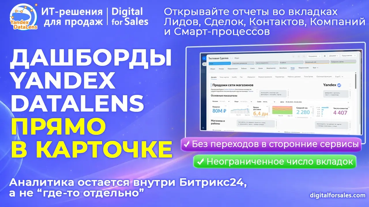 Дашборд Yandex DataLens во вкладке карточки CRM | Сетка — социальная сеть от hh.ru