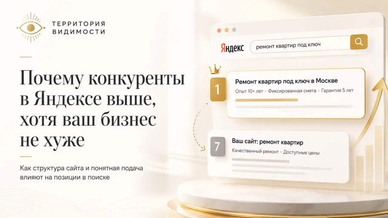 Почему конкуренты в Яндексе выше, хотя ваш бизнес не хуже
Это одна из самых неприятных ситуаций для бизнеса.
Компания работает давно.
Клиенты довольны.
Опыт есть.
Качество есть.
Услуги нормальные | Сетка — социальная сеть от hh.ru