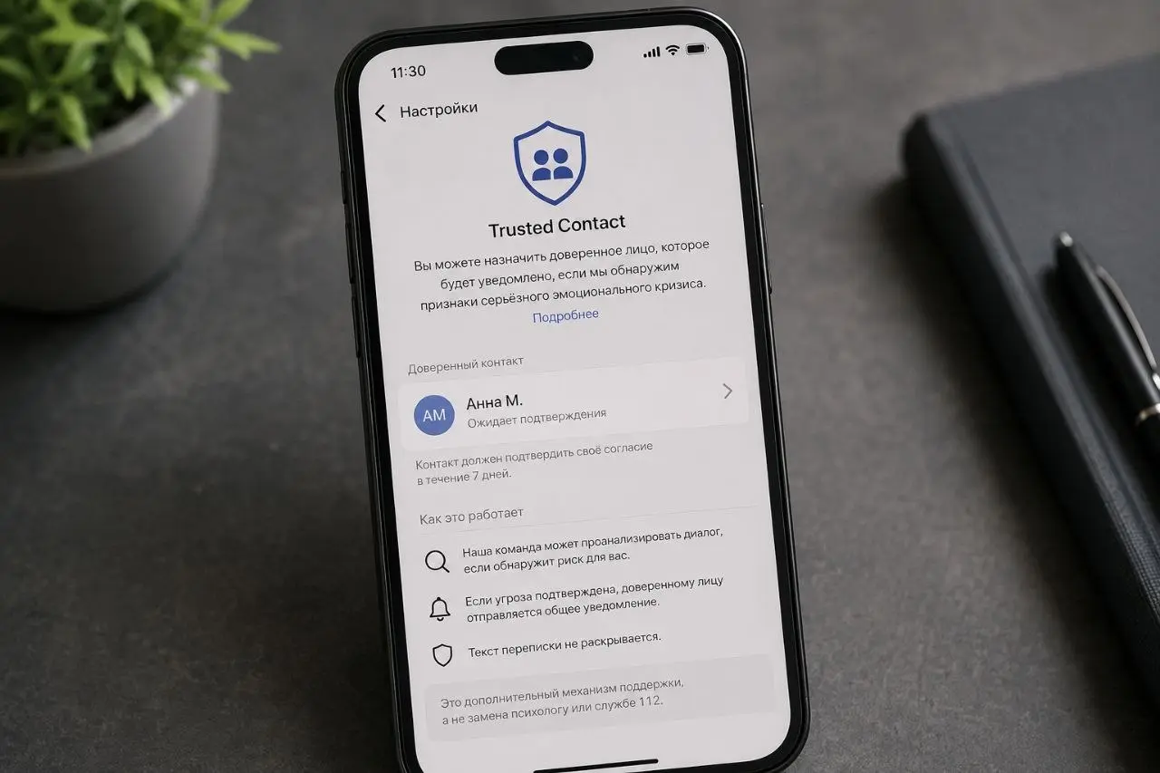 🧠 ChatGPT вводит функцию психобезопасности.
OpenAI добавила в ChatGPT Trusted Contact («Доверенный контакт»). Это первый случай, когда массовая нейросеть получает встроенную кризисную защиту | Сетка — социальная сеть от hh.ru