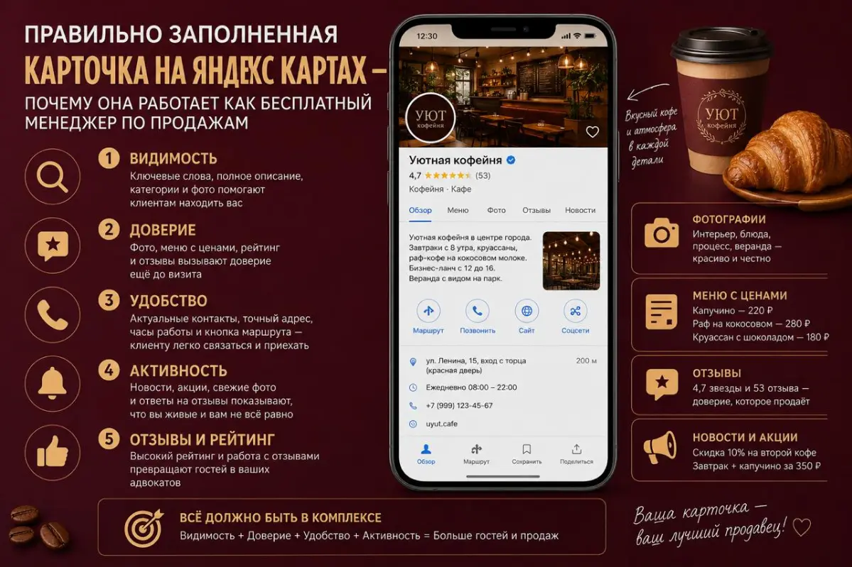 Почему ваша карточка на Яндекс Картах не приносит гостей? ☕️ | Сетка — социальная сеть от hh.ru