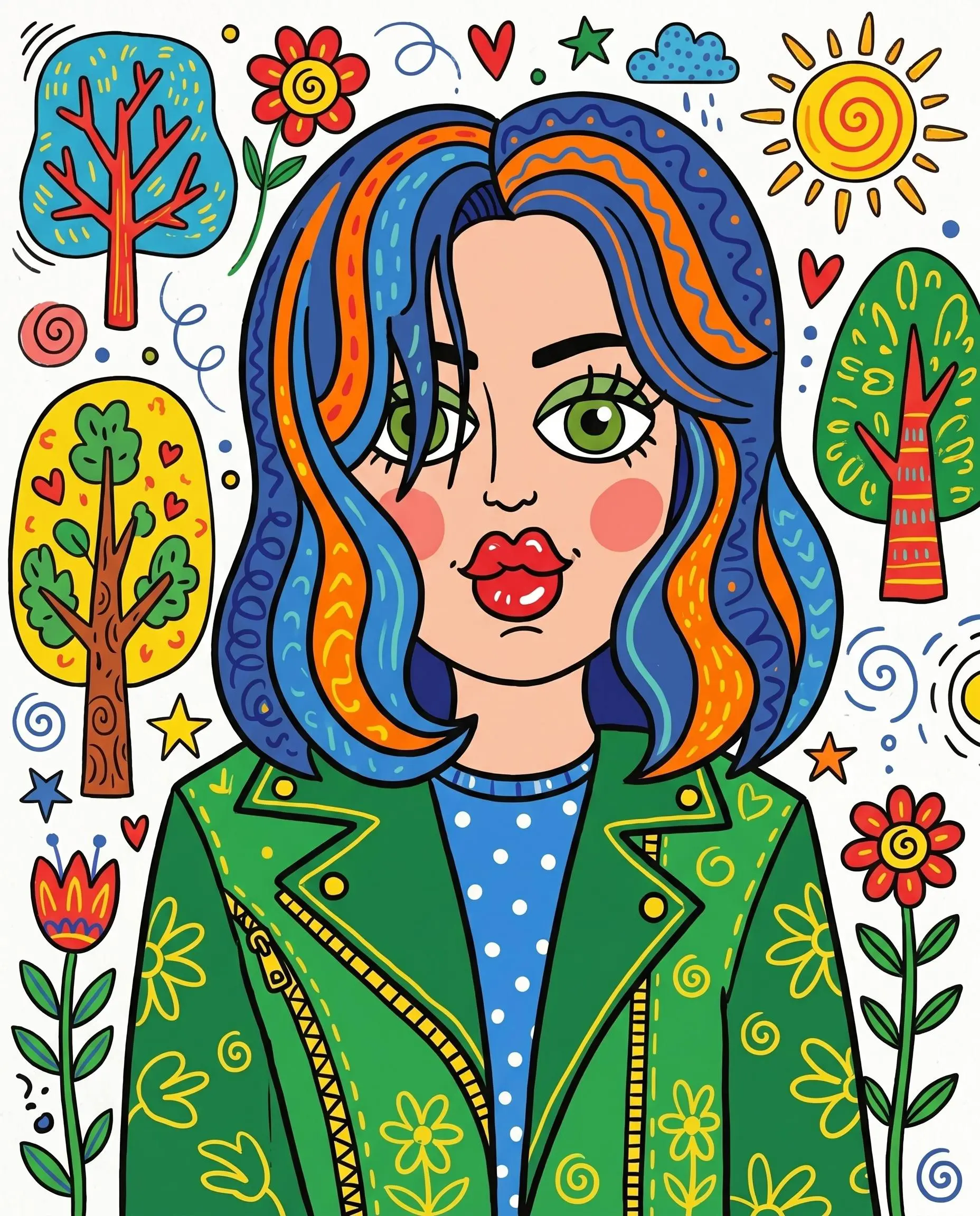 скидываю промт, делитесь вашими генерациями!
Please transform the entire image into a single Decorative Folk Flat Illustration with Doodle elements | Сетка — социальная сеть от hh.ru