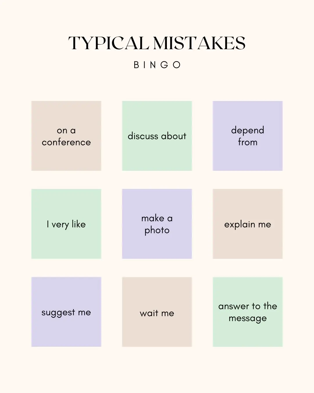 typical mistakes bingo | Сетка — социальная сеть от hh.ru