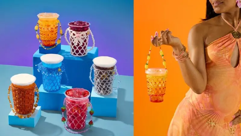 Вязанные чехлы для майонеза мы уже видели. А теперь McDonald's решила объединиться с модной дизайнеркой и сделать коллекцию сумок из бисера для их напитков | Сетка — социальная сеть от hh.ru
