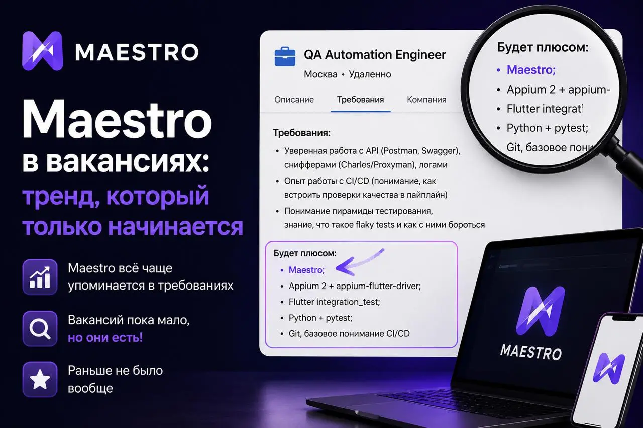Кажется, Maestro начинает переходить из категории “интересный инструмент” в полноценный рынок 👀
Недавно заметил любопытную вещь:
в вакансиях всё чаще начали появляться требования и упоминания Maestro | Сетка — социальная сеть от hh.ru