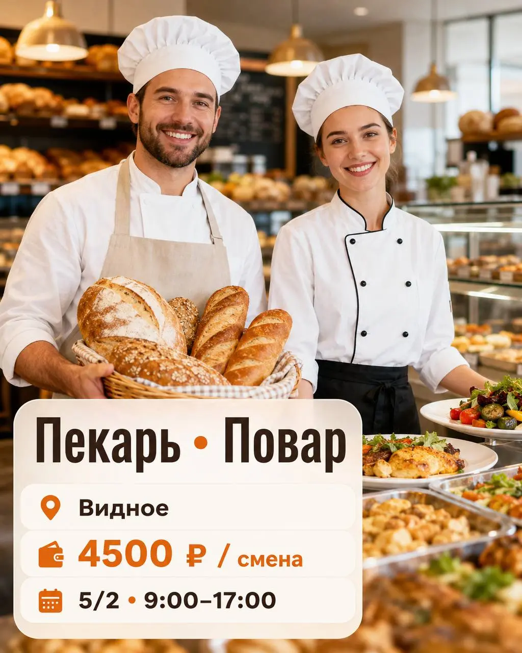 1️⃣ПЕКАРЬ,
2️⃣ПОВАР
От 4 500₽/смена
столовая и пекарня
• Видное
• Рестораны/Кафе
• +79636303585
Полное описание вакансии размещено в Телеграм и Макс. Переходите по ссылке в закрепленном сообщении | Сетка — социальная сеть от hh.ru