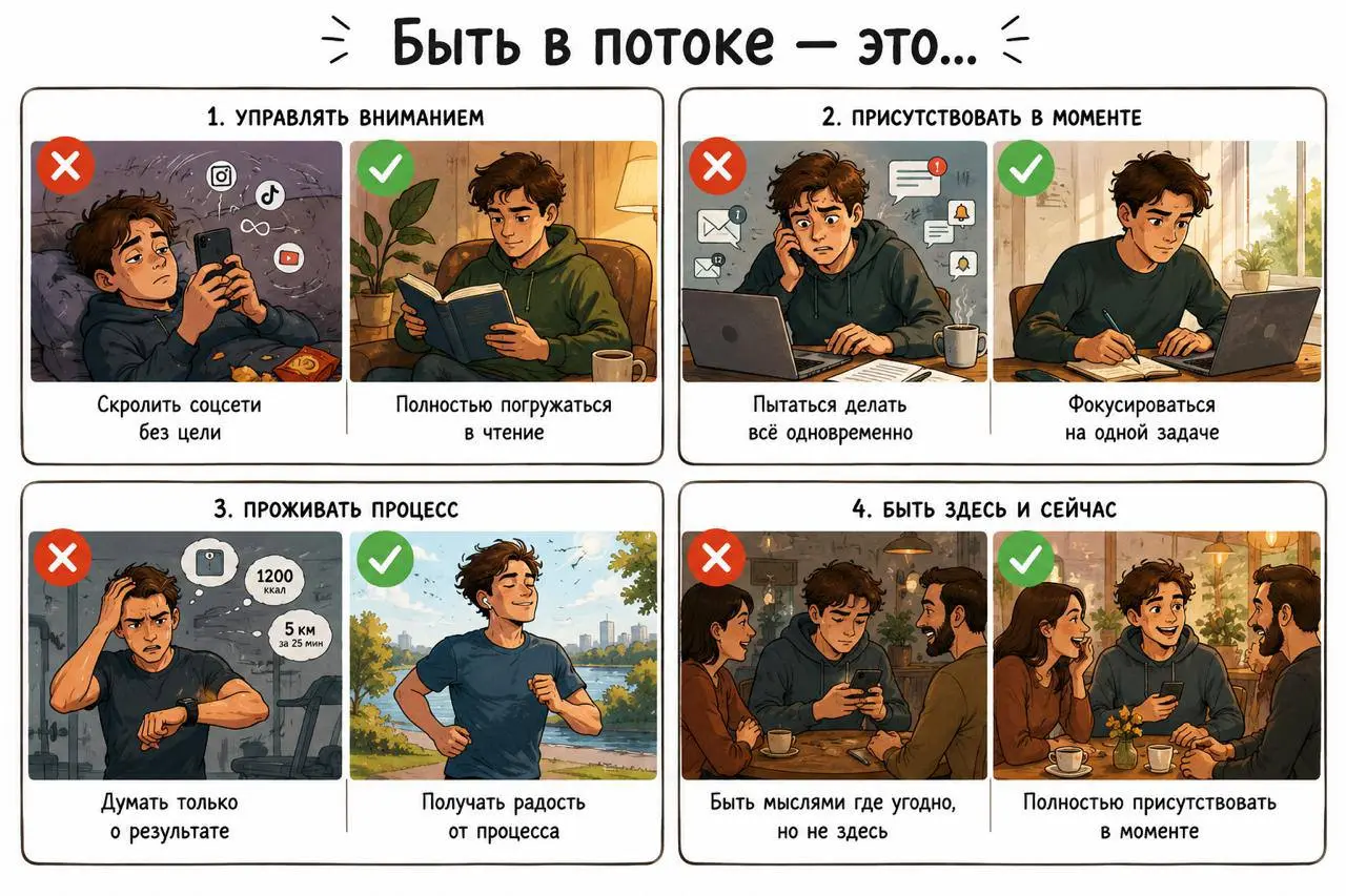 Как предпринимателю быть в потоке? Обзор книги «Поток: психология оптимального переживания» — Михай Чиксентмихайи
Написала обзор на VC в рамках марафона #30bookschallenge
Раньше мне казалось, что мне ... | Сетка — социальная сеть от hh.ru