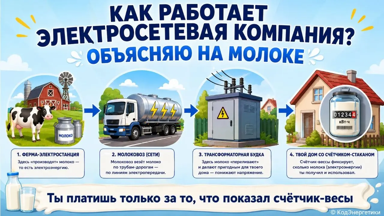 Как работает электросетевая компания? Объясняю на молоке | Сетка — социальная сеть от hh.ru