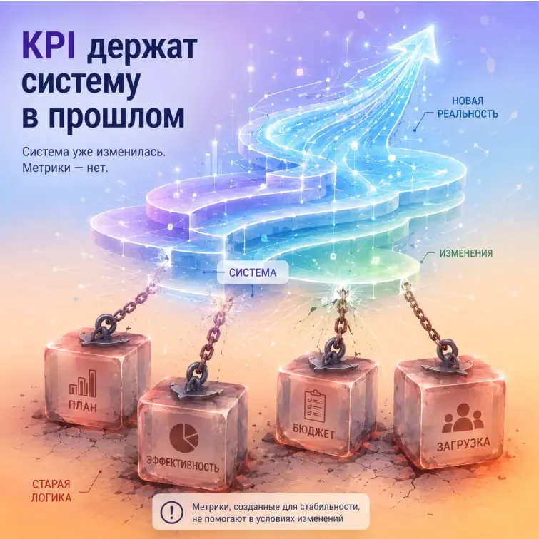KPI ломают бизнес в трансформациях
Есть довольно устойчивая управленческая логика:
если что-то не работает —
нужно менять.
Добавить KPI.
Усилить контроль.
Повысить прозрачность | Сетка — социальная сеть от hh.ru