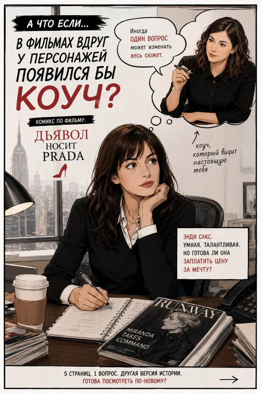 А что если у персонажей фильмов вдруг появился бы коуч?
Может ли несколько вопросов изменить весь сюжет?
Я придумала для вас новую рубрику | Сетка — социальная сеть от hh.ru