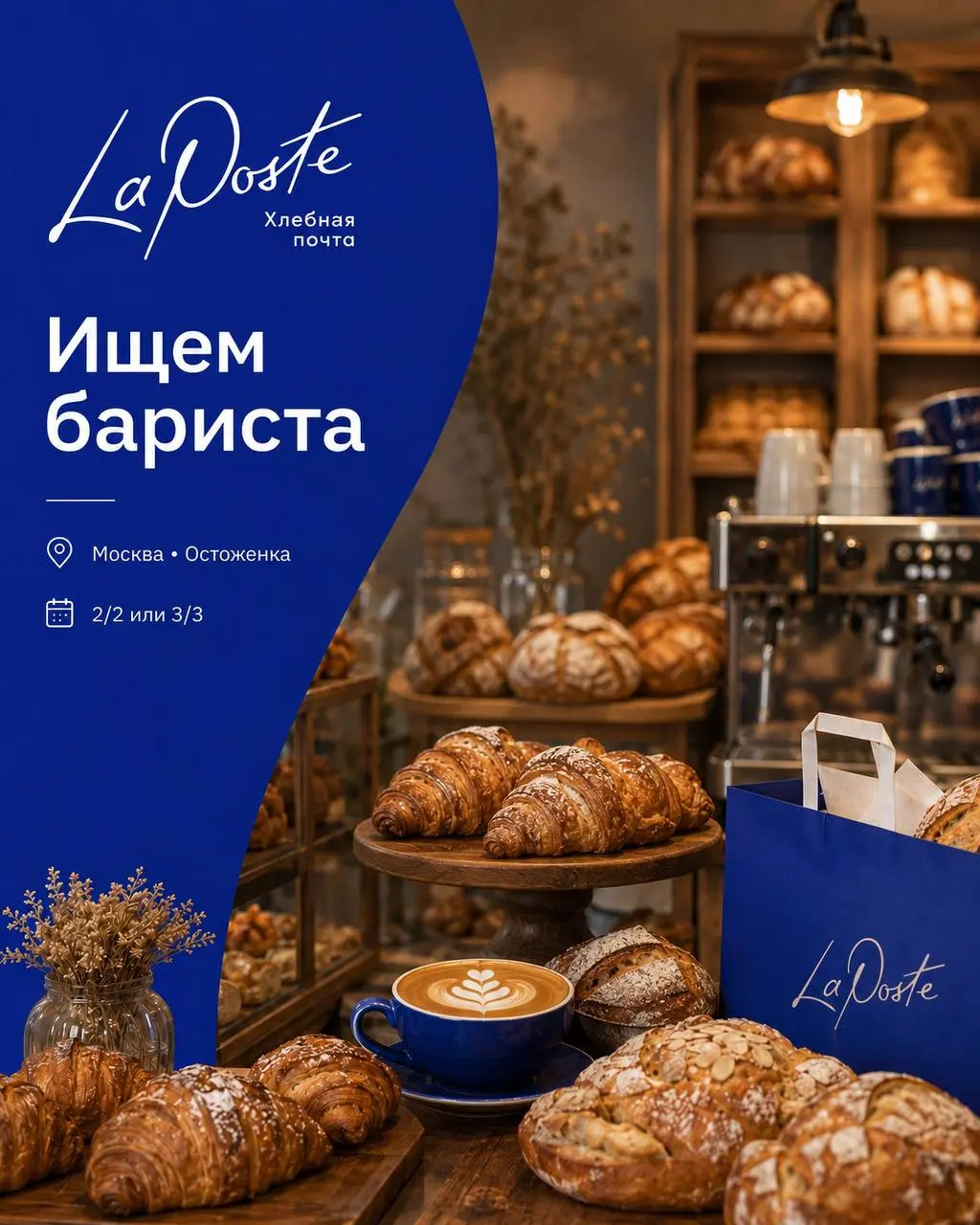 БАРИСТА
5000₽/смена + KPI
La Poste
• Москва, м. Кропоткинская, Парк культуры, Октябрьская
• Рестораны/Кафе
• @jnmlsh8
Полное описание вакансии размещено в Телеграм и Макс | Сетка — социальная сеть от hh.ru