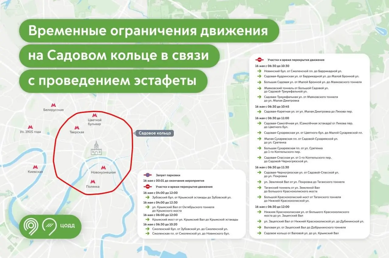 🚧 В Москве 16 мая частично перекроют Садовое кольцо.
В пятницу, 16 мая, в столице временно ограничат движение на Садовом кольце из-за проведения легкоатлетической эстафеты | Сетка — социальная сеть от hh.ru