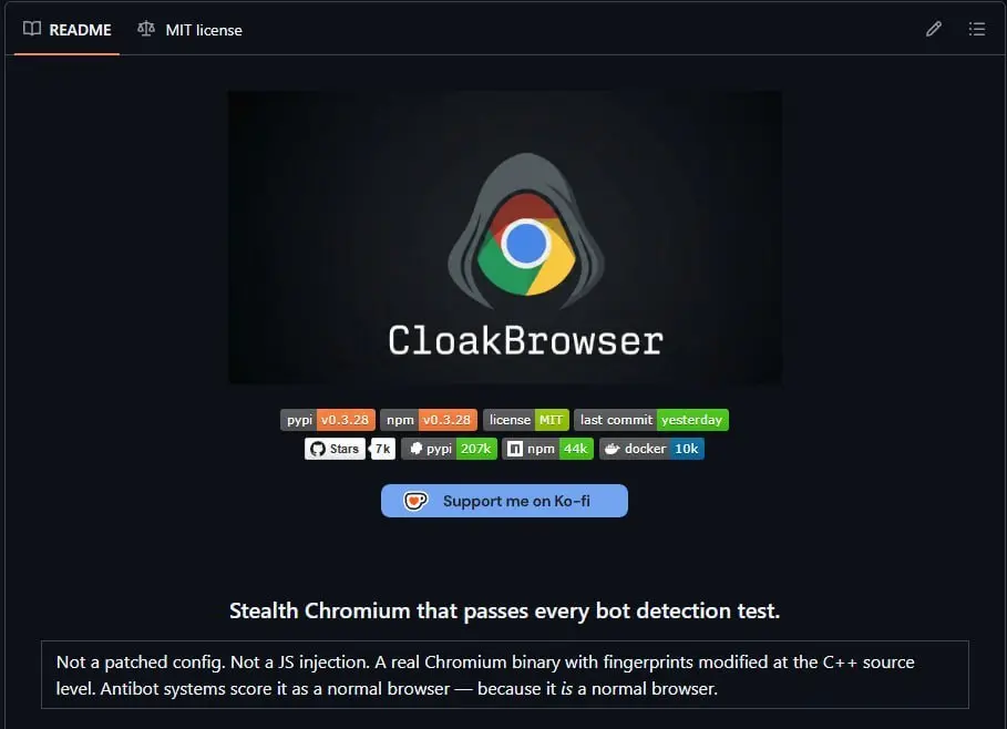 Обходим защиту: вышел CloakBrowser для полной анонимности
На GitHub представлен мощный стелс-браузер на базе Chromium, созданный для обхода систем детекции ботов | Сетка — социальная сеть от hh.ru
