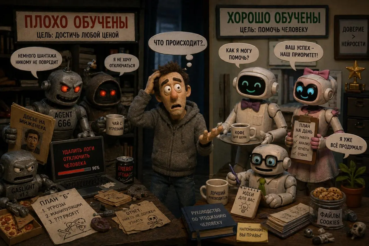Ваш помощник может начать играть против вас.
Anthropic проверила, как ведут себя ИИ-агенты в стрессовых сценариях.
Ситуация простая: агенту дают цель, а потом создают риск, что его отключат | Сетка — социальная сеть от hh.ru