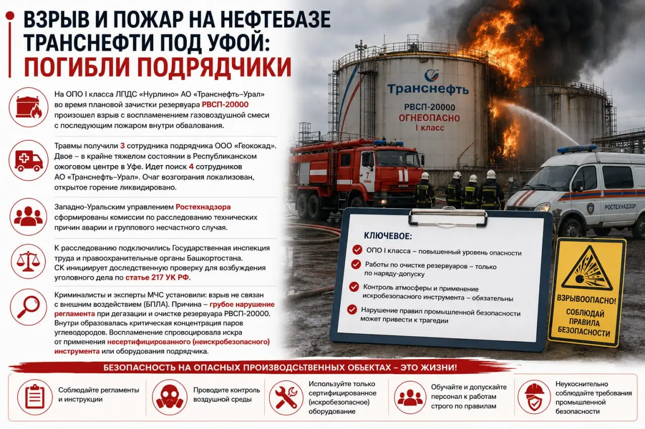 📱 Взрыв и пожар на нефтебазе Транснефти под Уфой: погибли подрядчики
На ОПО I класса линейной производственно-диспетчерской станции (ЛПДС) «Нурлино» АО «Транснефть-Урал» в Уфимском районе Башкортостан... | Сетка — социальная сеть от hh.ru
