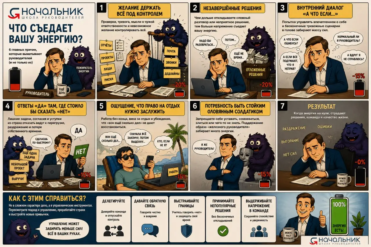ЧТО СЪЕДАЕТ ВАШУ ЭНЕРГИЮ?
Составили список того, что сильнее всего выматывает руководителей (и не только их) | Сетка — социальная сеть от hh.ru