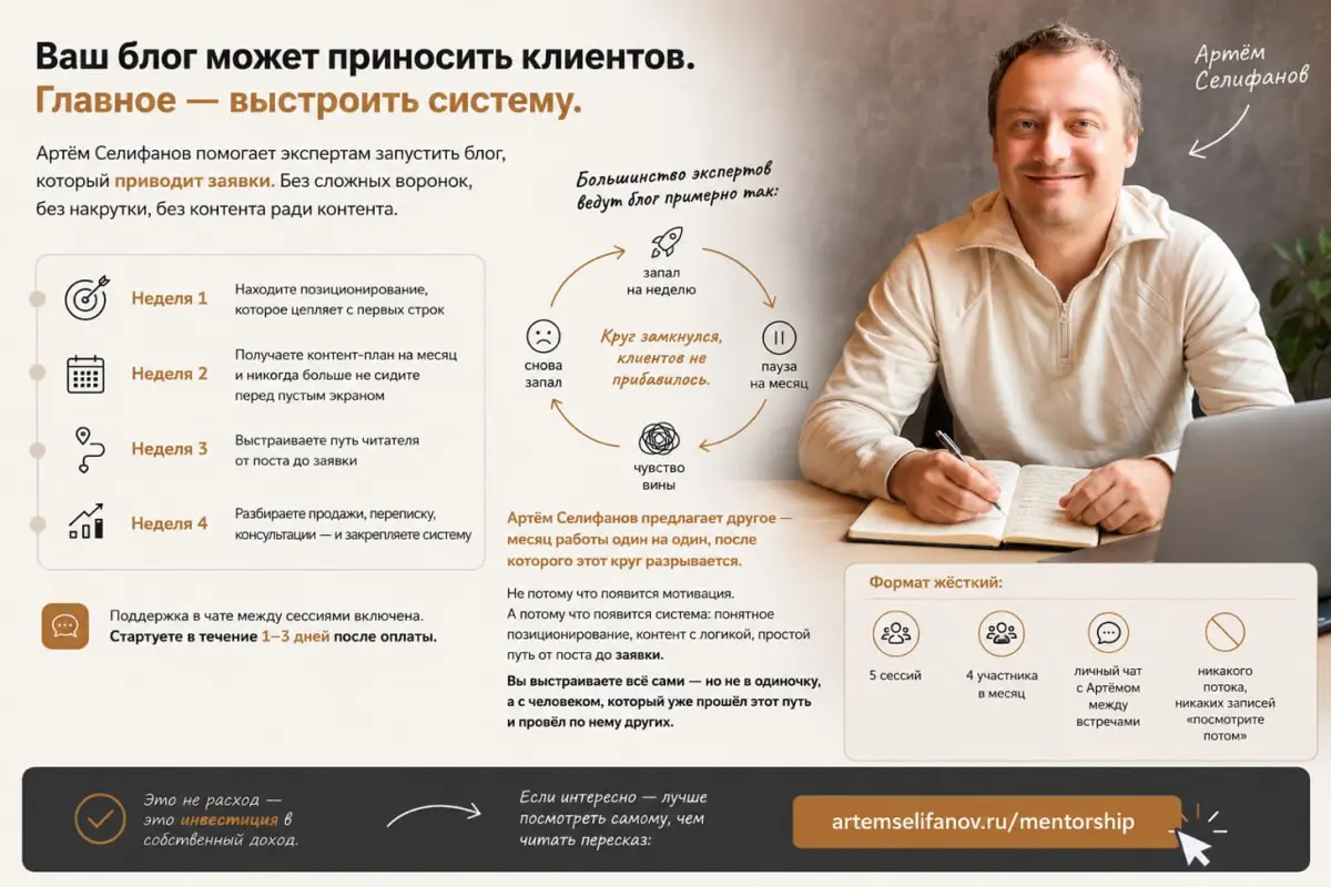 Индивидуальная программа по запуску блога. | Сетка — социальная сеть от hh.ru