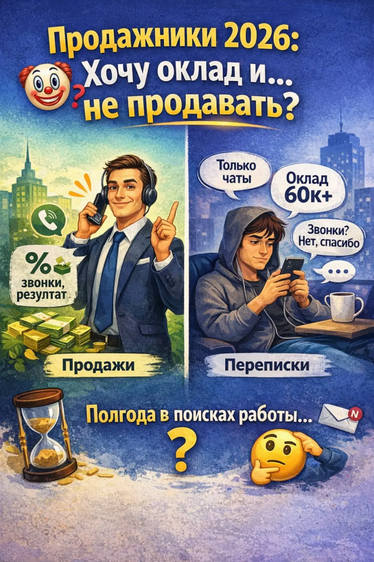 Продажники 2026: хочу оклад и… не продавать? 🤡 | Сетка — социальная сеть от hh.ru