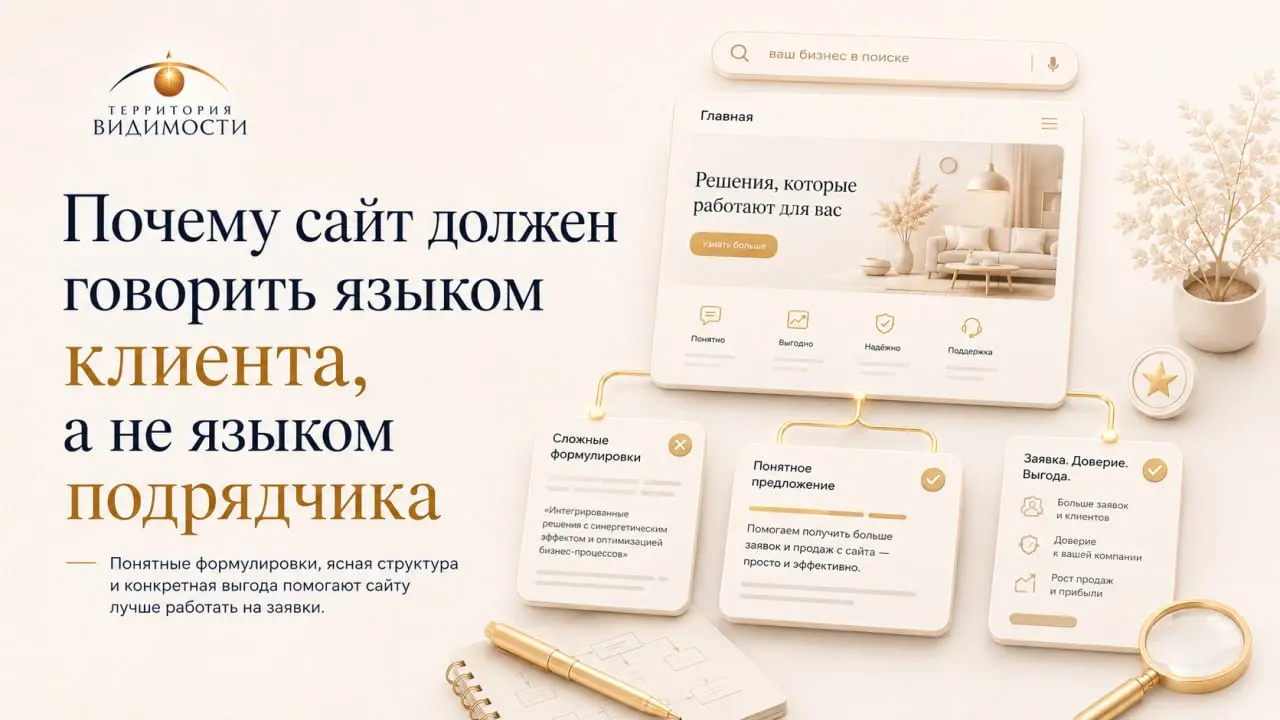 Сайт должен говорить языком клиента
Не языком подрядчика.
Не языком внутренней команды.
Не языком “комплексных решений” и “системного подхода” | Сетка — социальная сеть от hh.ru