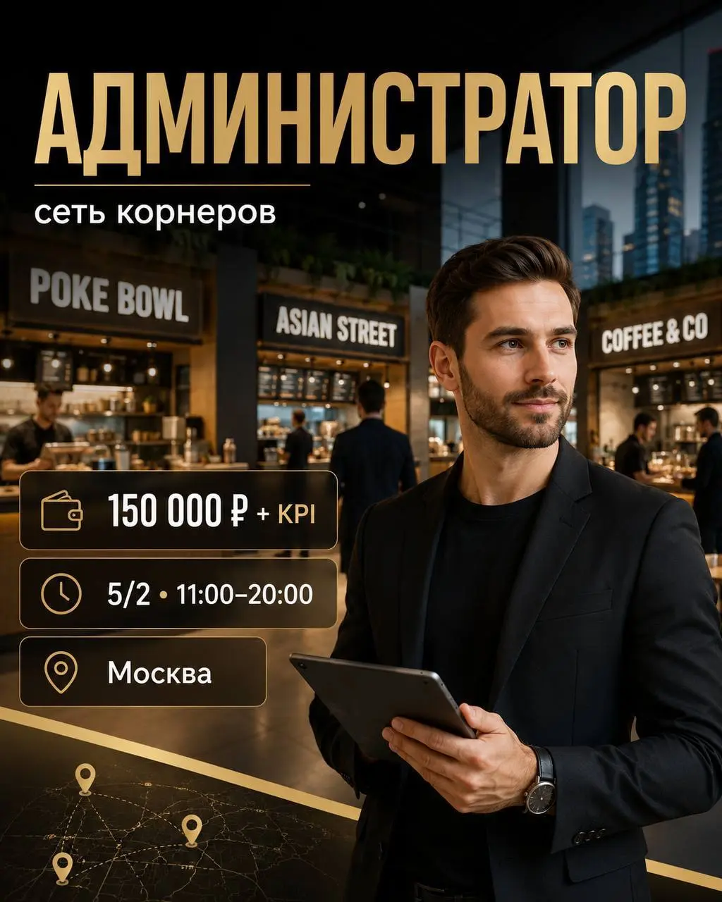 АДМИНИСТРАТОР
От 150 000₽ + kpi
сеть корнеров
• Москва
• Другое
• +79856210700
Полное описание вакансии размещено в Телеграм и Макс. Переходите по ссылке в закрепленном сообщении | Сетка — социальная сеть от hh.ru