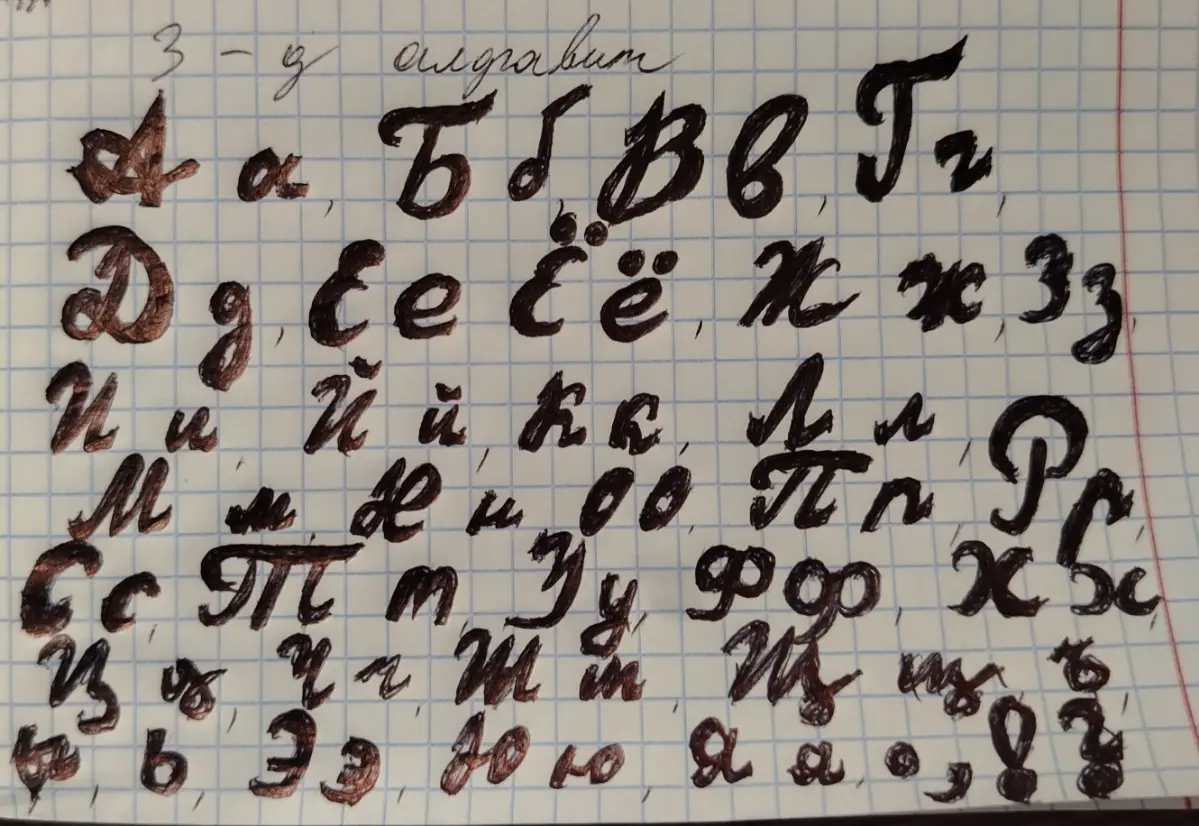 Решила возобновить своё старое забытое школьное увлечение 3-Д каллиграфией. Шаг 1-й. Рисуем алфавит. | Сетка — социальная сеть от hh.ru