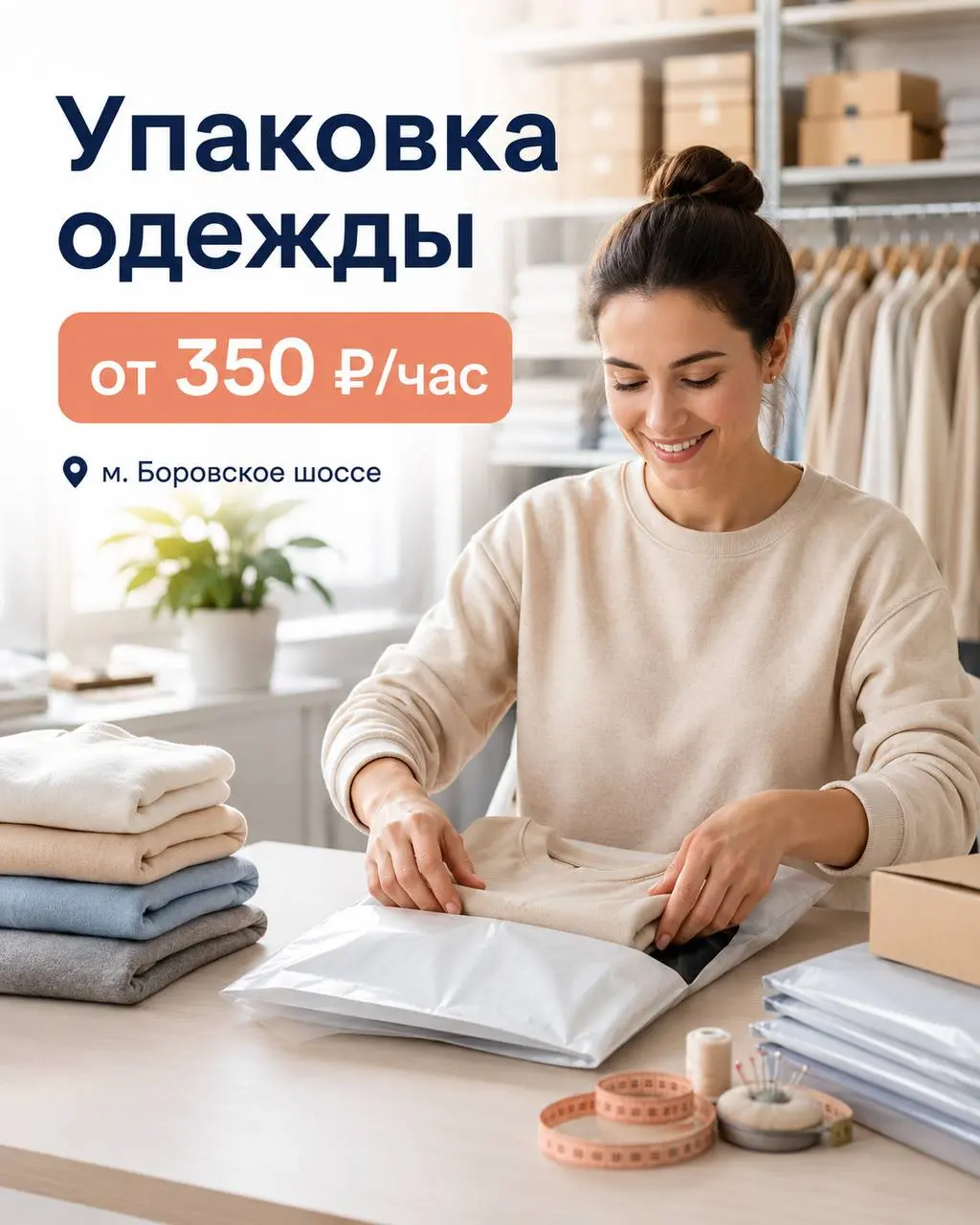 УПАКОВЩИЦА ОДЕЖДЫ С НАВЫКАМИ ШИТЬЯ
От 3 500₽/смена
Прямой работодатель
• Москва, м | Сетка — социальная сеть от hh.ru