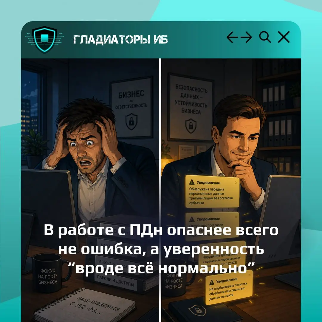 После проверки сайта и данных часто появляется странное состояние: вроде бы формы есть, заявки идут, документы где-то опубликованы, сотрудники работают как обычно.
Снаружи всё спокойно | Сетка — социальная сеть от hh.ru