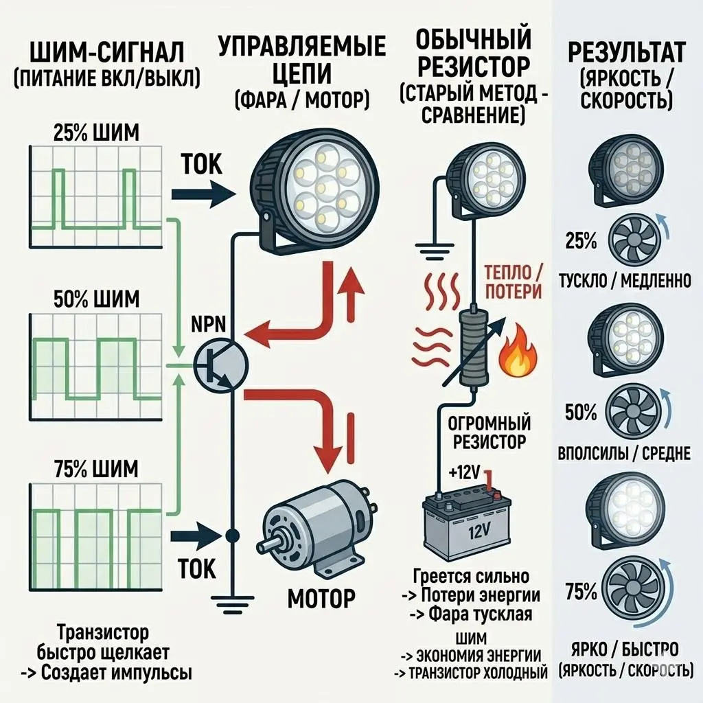 Как регулировать мощность и не сгореть: Что такое ШИМ? 🎛⚡️
Представь, что тебе нужно, чтобы вентилятор печки в машине работал не на всю мощность, а вполсилы | Сетка — социальная сеть от hh.ru