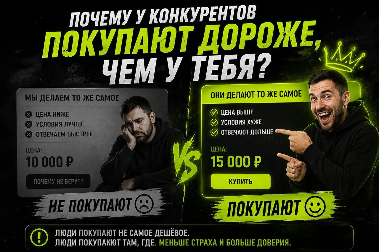 Почему у конкурентов покупают ДОРОЖЕ, чем у тебя 😐
Это один из самых неприятных моментов на Авито
Когда ты видишь:
👉 у конкурента цена выше
👉 условия хуже
👉 отвечает дольше
Но покупают почему-то у нег... | Сетка — социальная сеть от hh.ru
