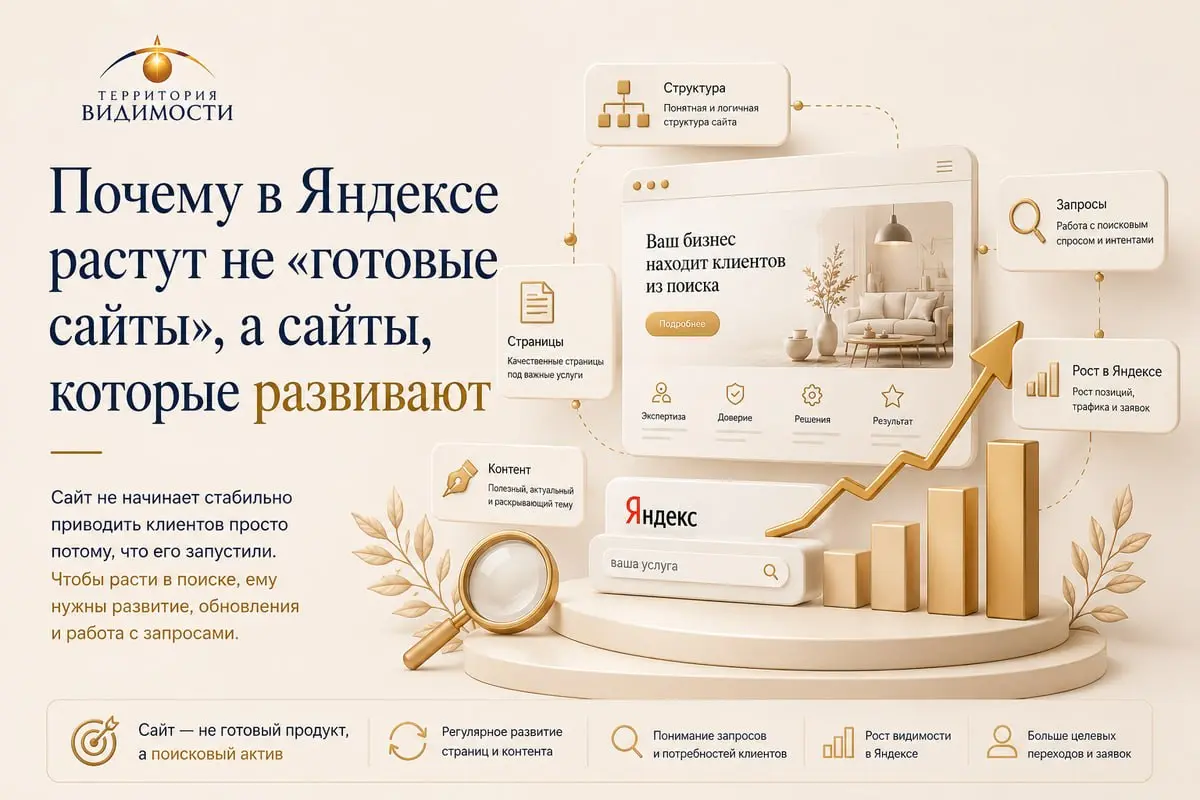 Почему в Яндексе растут не «готовые сайты», а сайты, которые развивают?
Потому что сайт — это не финальная точка после запуска | Сетка — социальная сеть от hh.ru